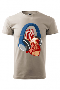 Tricou personalizat Heart Music, pentru barbati, gri ice, 100% bumbac