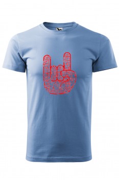 Tricou imprimat Metal Hand Electric, pentru barbati, albastru deschis, 100% bumbac
