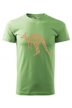 Tricou imprimat Animals Kangaroo, pentru barbati, verde iarba, 100% bumbac