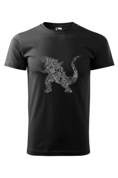 Tricou imprimat Kaiju, pentru barbati, negru, 100% bumbac