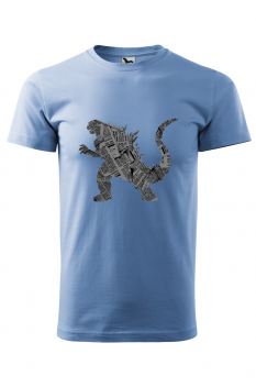 Tricou imprimat Kaiju, pentru barbati, albastru deschis, 100% bumbac