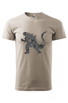 Tricou imprimat Kaiju, pentru barbati, gri ice, 100% bumbac