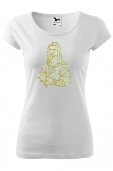 Tricou imprimat Monalisa Electric, pentru femei, alb, 100% bumbac