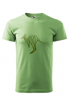 Tricou imprimat Tree Kangaroo, pentru barbati, verde iarba, 100% bumbac