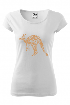 Tricou imprimat Animals Kangaroo, pentru femei, alb, 100% bumbac