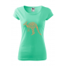 Tricou imprimat Animals Kangaroo, pentru femei, verde menta, 100% bumbac