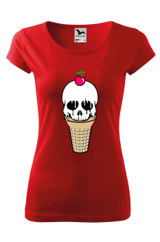 Tricou imprimat Ice Skull, pentru femei, rosu, 100% bumbac
