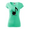 Tricou imprimat Music Bomb, pentru femei, verde menta, 100% bumbac