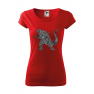 Tricou imprimat Kaiju, pentru femei, rosu, 100% bumbac