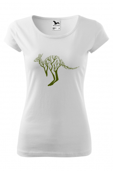 Tricou imprimat Tree Kangaroo, pentru femei, alb, 100% bumbac