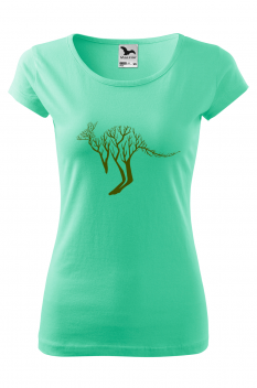 Tricou imprimat Tree Kangaroo, pentru femei, verde menta, 100% bumbac