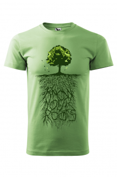 Tricou imprimat Know Your Roots, pentru barbati, verde iarba, 100% bumbac