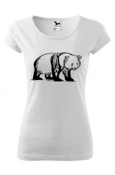 Tricou imprimat Panda Trees, pentru femei, alb, 100% bumbac