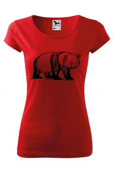 Tricou imprimat Panda Trees, pentru femei, rosu, 100% bumbac