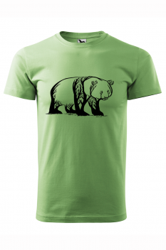 Tricou imprimat Panda Trees, pentru barbati, verde iarba, 100% bumbac