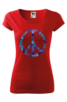 Tricou imprimat Peace Hands, pentru femei, rosu, 100% bumbac