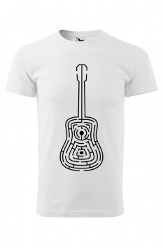 Tricou imprimat Labyrinth Guitar, pentru barbati, alb, 100% bumbac
