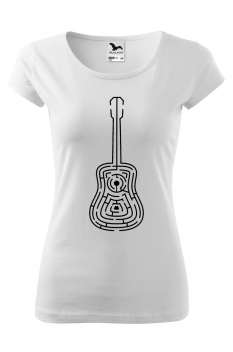 Tricou imprimat Labyrinth Guitar, pentru femei, alb, 100% bumbac