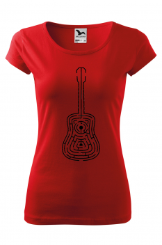 Tricou imprimat Labyrinth Guitar, pentru femei, rosu, 100% bumbac
