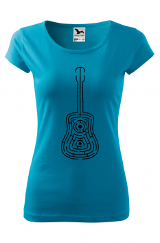 Tricou imprimat Labyrinth Guitar, pentru femei, turcoaz, 100% bumbac