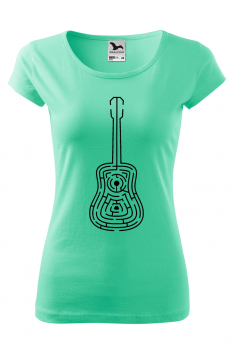 Tricou imprimat Labyrinth Guitar, pentru femei, verde menta, 100% bumbac