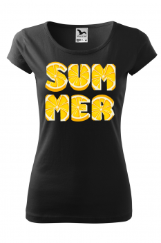 Tricou imprimat Lemon Summer pentru femei, negru, 100% bumbac