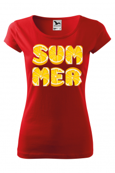 Tricou imprimat Lemon Summer pentru femei, rosu, 100% bumbac