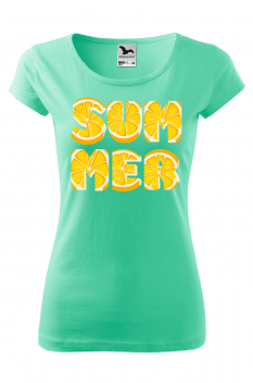Tricou imprimat Lemon Summer pentru femei, verde menta, 100% bumbac