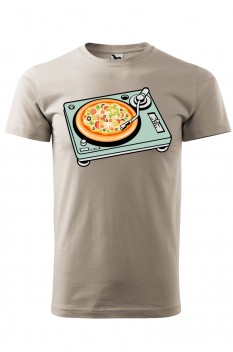 Tricou imprimat Pizza Scratch, pentru barbati, gri ice, 100% bumbac