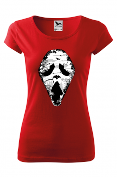 Tricou imprimat Reaper Scream, pentru femei, rosu, 100% bumbac