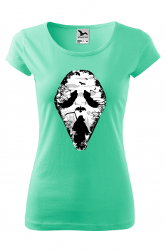 Tricou imprimat Reaper Scream, pentru femei, verde menta, 100% bumbac