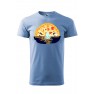Tricou imprimat Pizza Sun Set, pentru barbati, albastru deschis, 100% bumbac