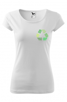 Tricou imprimat Recycling, pentru femei, alb, 100% bumbac