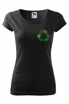 Tricou imprimat Recycling, pentru femei, negru, 100% bumbac