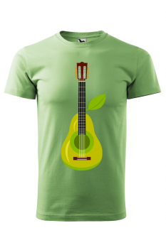 Tricou imprimat Pear Guitar, pentru barbati, verde iarba, 100% bumbac
