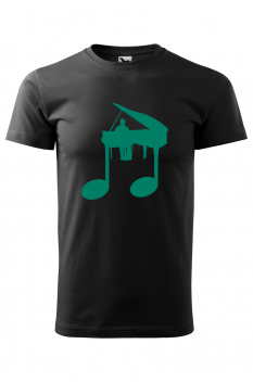 Tricou imprimat Pianist Music, pentru barbati, negru, 100% bumbac