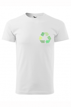 Tricou imprimat Recycling, pentru barbati, alb, 100% bumbac