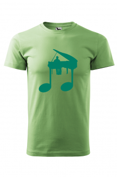 Tricou imprimat Pianist Music, pentru barbati, verde iarba, 100% bumbac