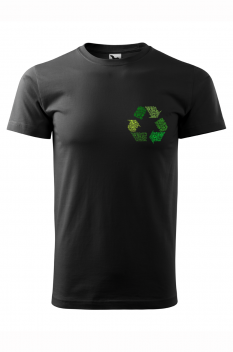 Tricou imprimat Recycling, pentru barbati, negru, 100% bumbac