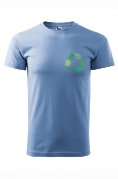 Tricou imprimat Recycling, pentru barbati, albastru deschis, 100% bumbac