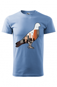 Tricou imprimat Pigeon, pentru barbati, albastru deschis, 100% bumbac