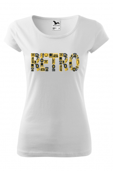 Tricou imprimat Retro, pentru femei, alb, 100% bumbac
