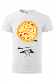 Tricou imprimat Pizza Air Baloon, pentru barbati, alb, 100% bumbac