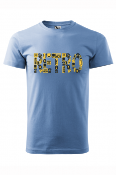 Tricou imprimat Retro, pentru barbati, albastru deschis, 100% bumbac