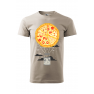 Tricou imprimat Pizza Air Baloon, pentru barbati, gri ice, 100% bumbac