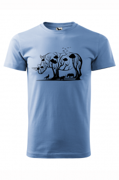 Tricou imprimat Rhino Tree, pentru barbati, albastru deschis, 100% bumbac
