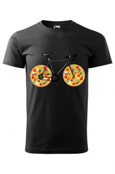 Tricou imprimat Pizza Bike, pentru barbati, negru, 100% bumbac