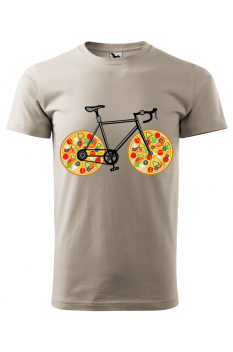 Tricou imprimat Pizza Bike, pentru barbati, gri ice, 100% bumbac