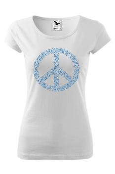 Tricou imprimat Rhyme in Peace, pentru femei, alb, 100% bumbac