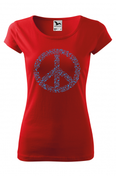 Tricou imprimat Rhyme in Peace, pentru femei, rosu, 100% bumbac